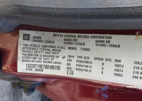 2008 Chevrolet Colorado Lt from USA, damaged, VIN 1GCDT19E788106195